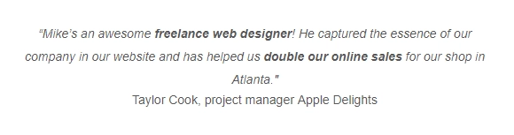 Recent Review of the work I've done as a web designer