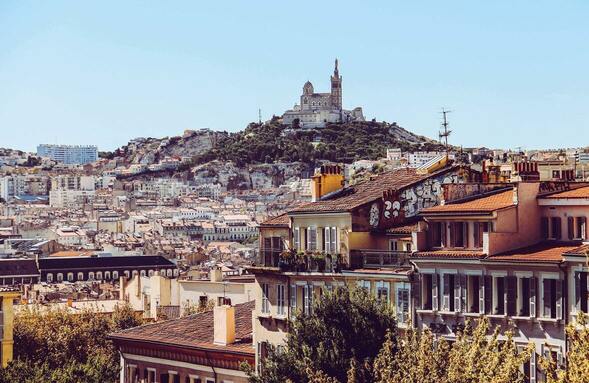 Beautiful homes on a hill.