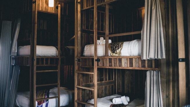 Two old-timey bunkbeds